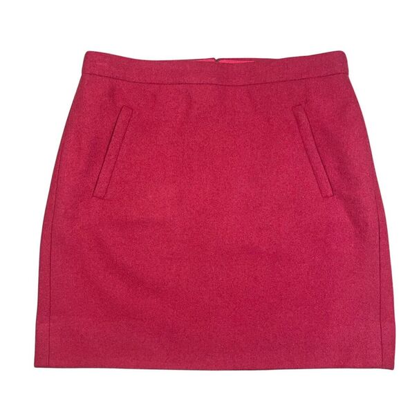 J.Crew Wool Blend Mini Pencil Short Skirt Red Holiday Work Career Size 4 - Picture 1 of 6